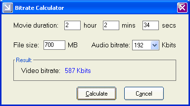Calculate the video bitrate