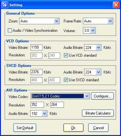 Choose DivX codec