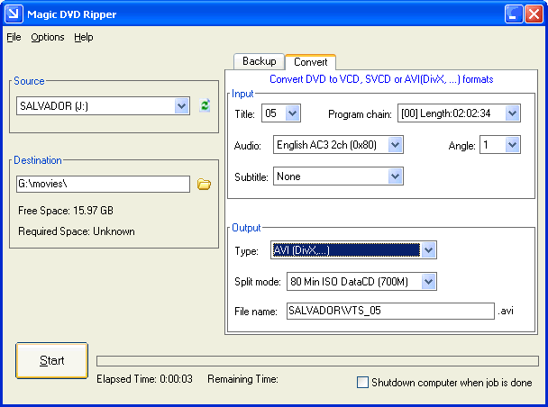 Convert DVD to DivX with Magic DVD Ripper